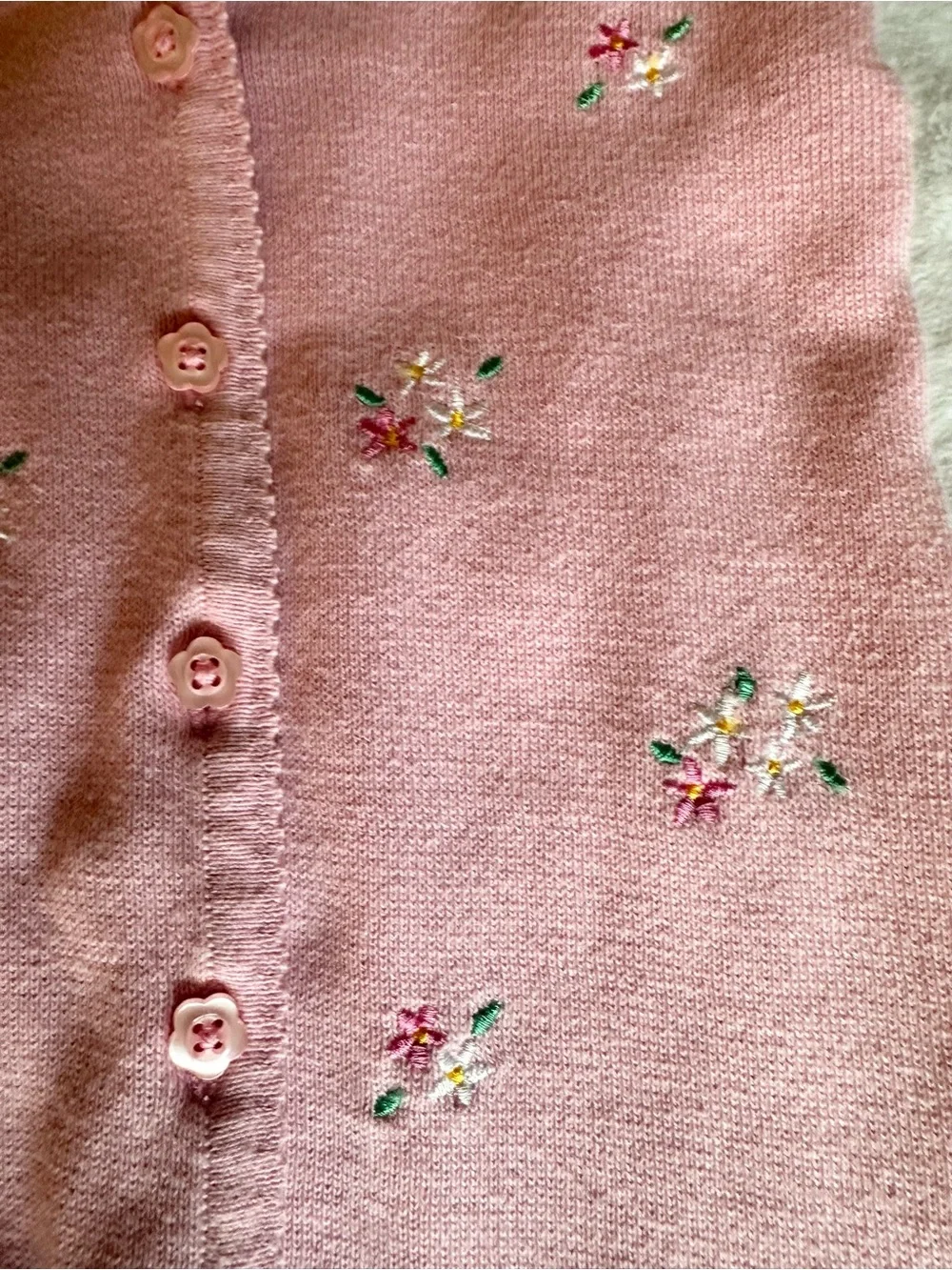 Pink Floral Knit Baby One-Piece Romper